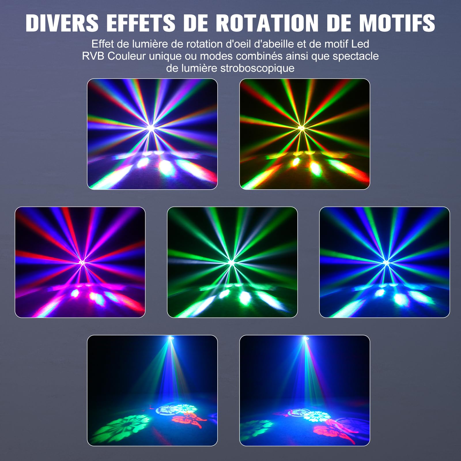 Projecteur Disco RGBW 80 W, Éclairage de Scène 6 en 1 avec Télécommande et DMX512, 16 Effets Lumineux pour Soirées Disco, Scènes, Anniversaires, Mariages, Festivals