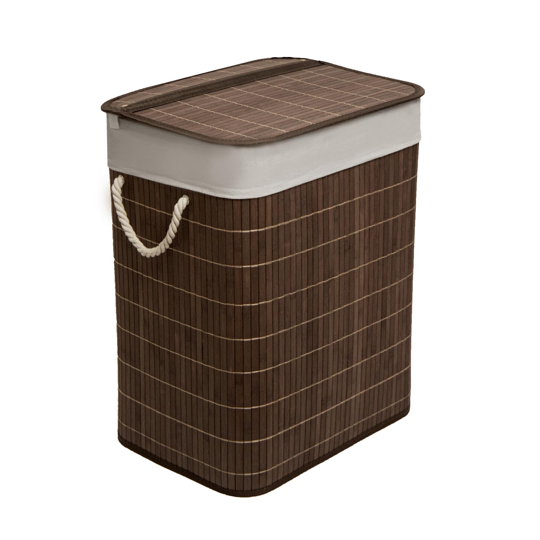 MANTRARAJ Laundry Basket - Bamboo - 65L - Dark Brown - Foldable