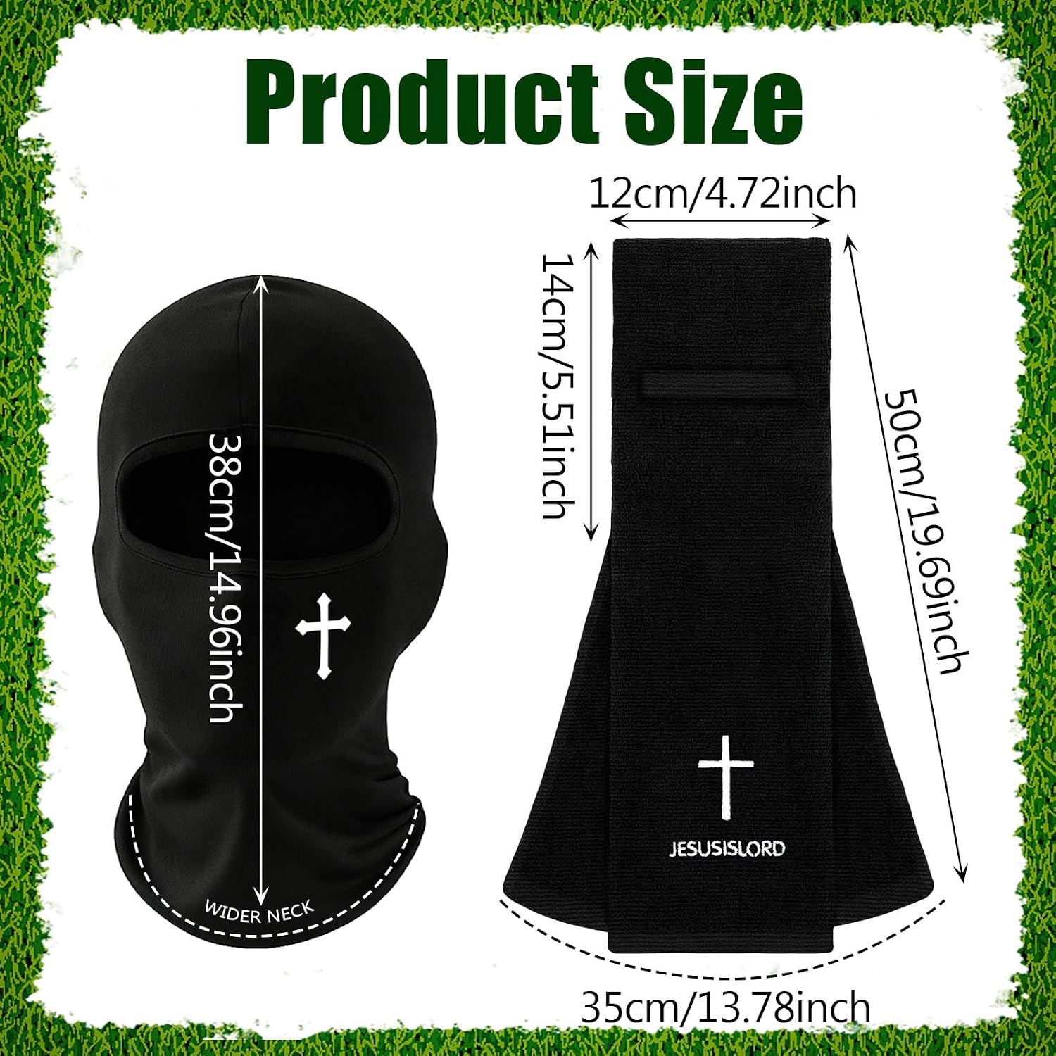2 Pcs Football Towel Cotton Sports Towel and Spandex Mask Set Black