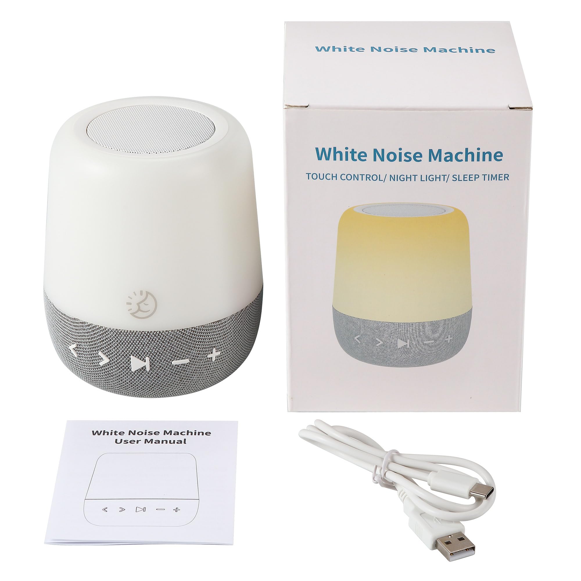 Sleep ZM White Noise Machine mit 30 Geräuschen - Digitale Einschlafhilfe mit bernsteinfarbenem Nachtlicht zur Blaulichtblockierung, Touch-Steuerung, wiederaufladbarer Akku & Timer für Erwachsene