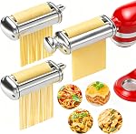 ZACME 1 Pack Pasta Roller Maker Attachment for All KitchenAid Stand Mixer and Cuisinart, Stainless Steel Pasta Attachment with 8 Adjustable Thickness knob