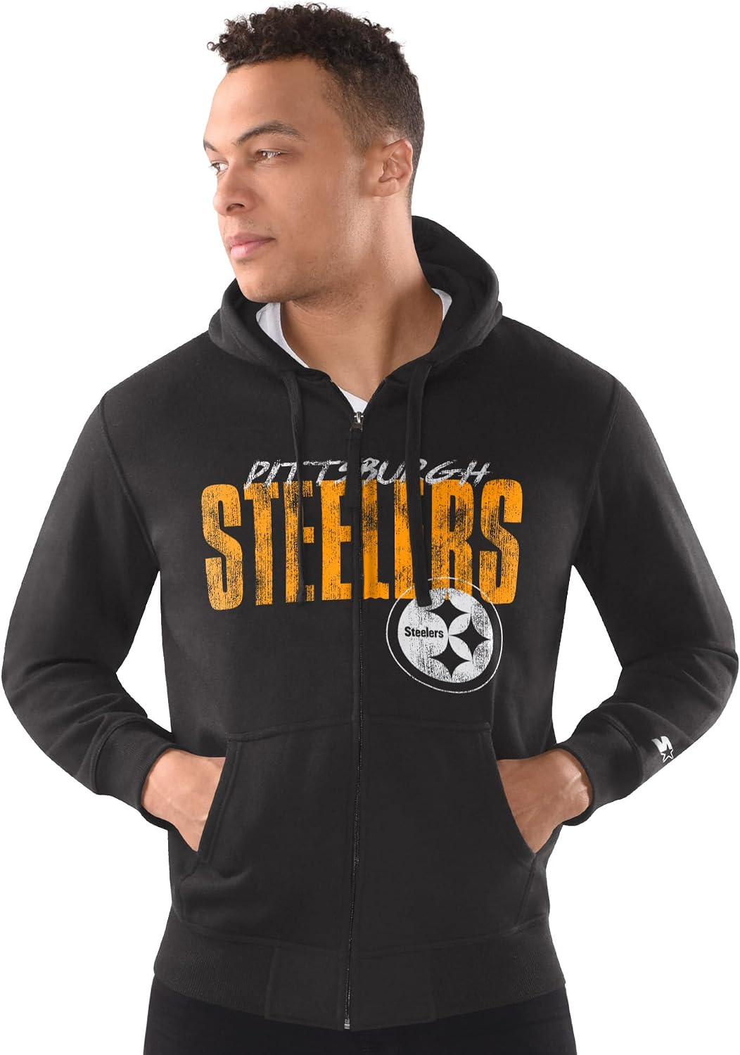Starter Men's NFL Distressed Classic Full-Zip Hoodie