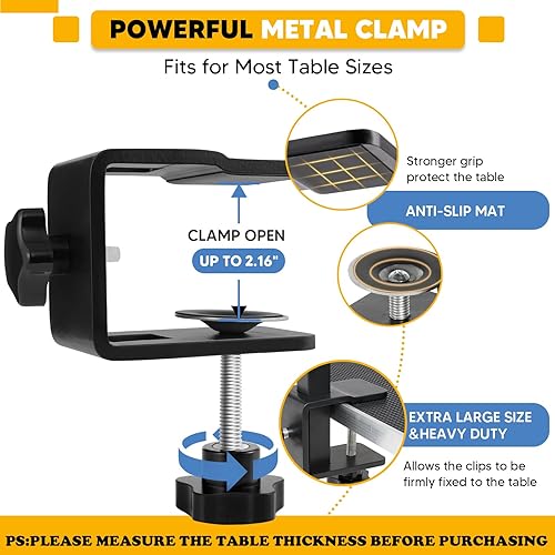 Miniatura 2 de Brazos ajustables para el aseo de perros con abrazadera de metal antideslizante potente, brazo portátil de aseo para mascotas para mesa con 1 lazo