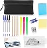 17 Pcs Stationary Sets, Maths Sets For Secondary School, Secondary School Stationery Set, Back To School Stationery Ruler Set For Office, Home Or School, Mathematical Set, Pre Filled Pencil Case Black