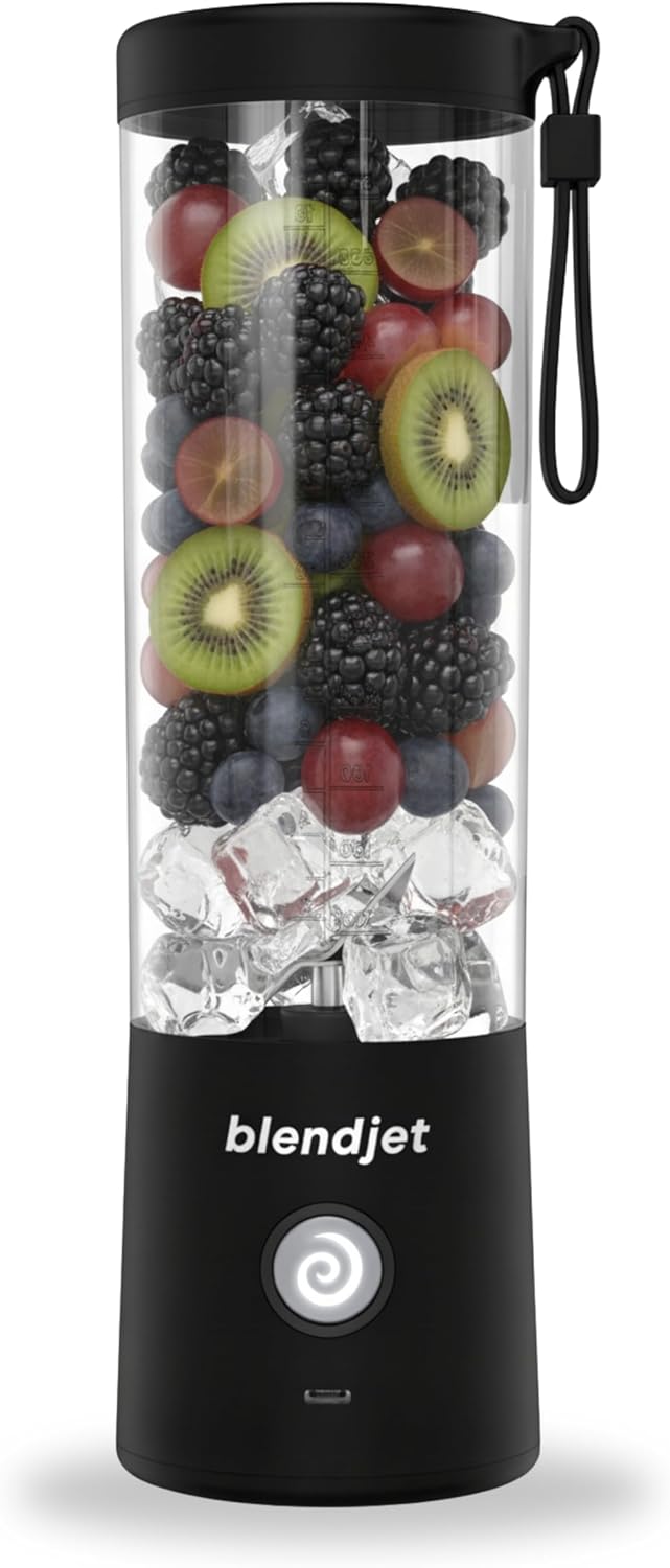 Blender portable BlendJet 2 pour les smoothies et les shakes - Blender personnel et petit sans fil BlendJet, rechargeable USB-C et auto-nettoyage - (Noir, 20 oz.)