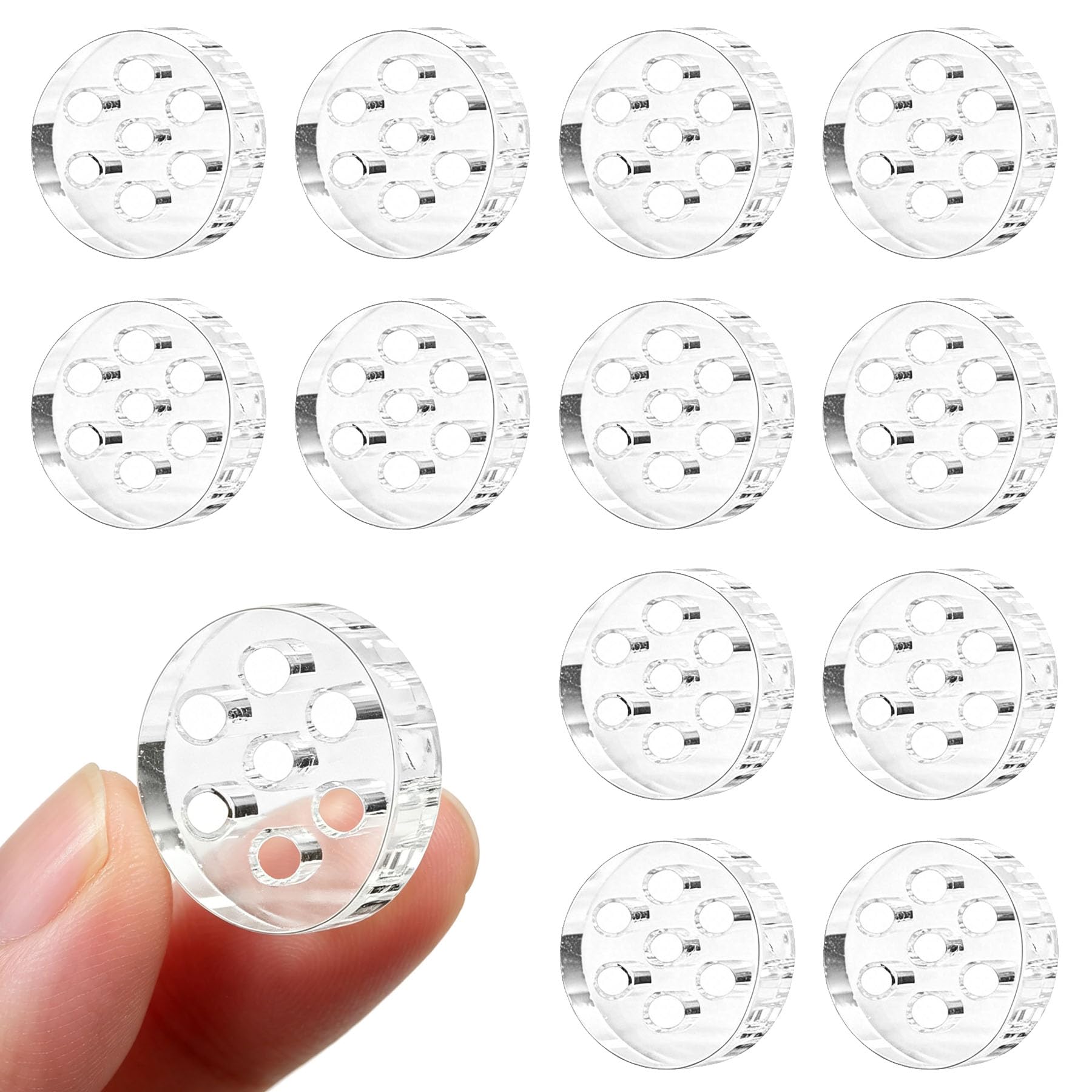 Lot de 20 filtres transparents en verre borosilicate de 8 mm avec trous et 7 trous en nid d'abeille