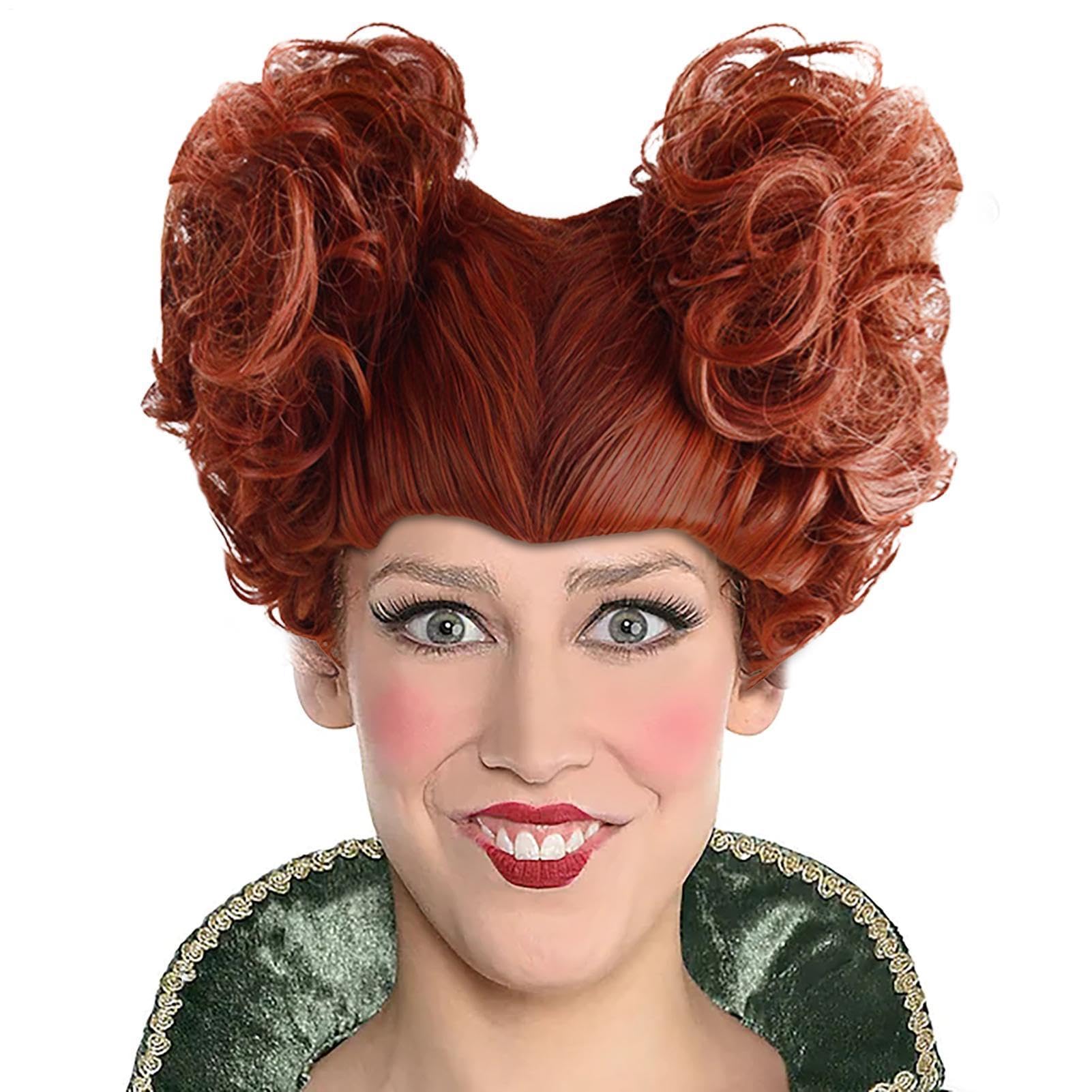 Winifred Sanderson damska sukienka kostiumowa, cosplay, kostium czarownicy z peruką, strój sióstr Sanderson, zielona czarownica, przebranie na karnawał, aksamitny kostium karnawałowy