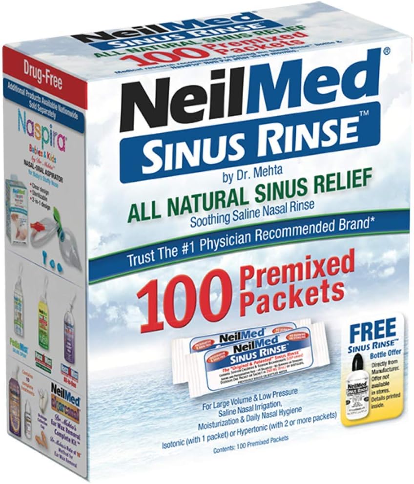 Neilmed Sinus Rinse - Nasal Rinse Refill Kit - 100 per Box