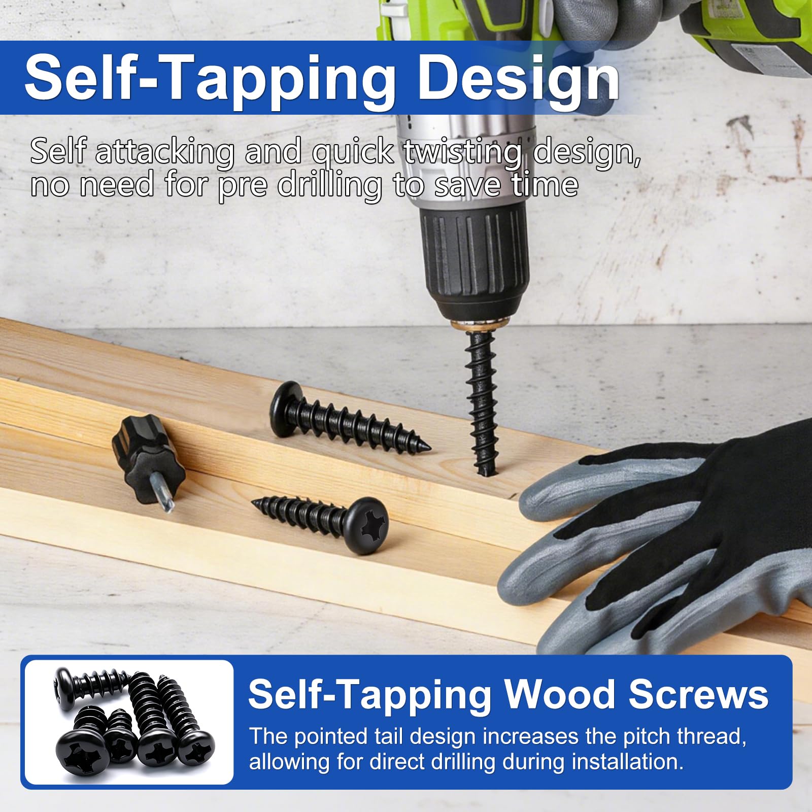 888PCS Self-Tapping Screws Kit - Wood & Plastic -4