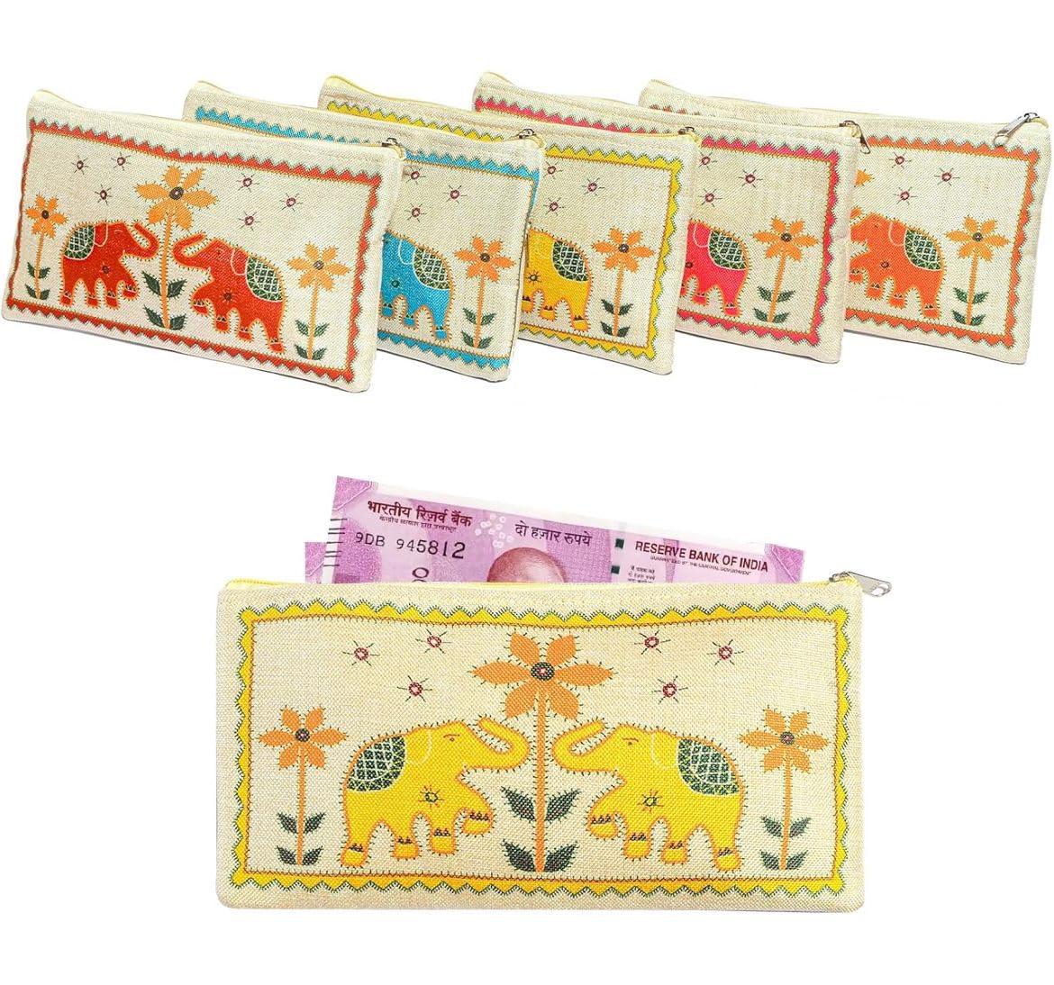SatvaDaily Pouch for Return Gift - 2 Pc, Cash Purse, Festive Gifting, Ladies Travel Potli Pouch for Wedding Baby Shower Mehndi, Haldi, Potli Purse, Jute Purse, Potli Bags Thambulam Gifts-picture-13