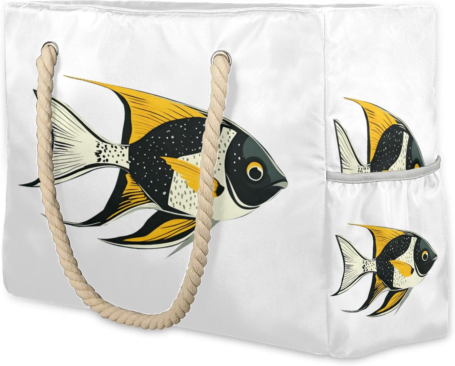 Fish Beach Tote Bags for Women with Zipper Fishes Large Pool Bags for Swimming Travel Gym