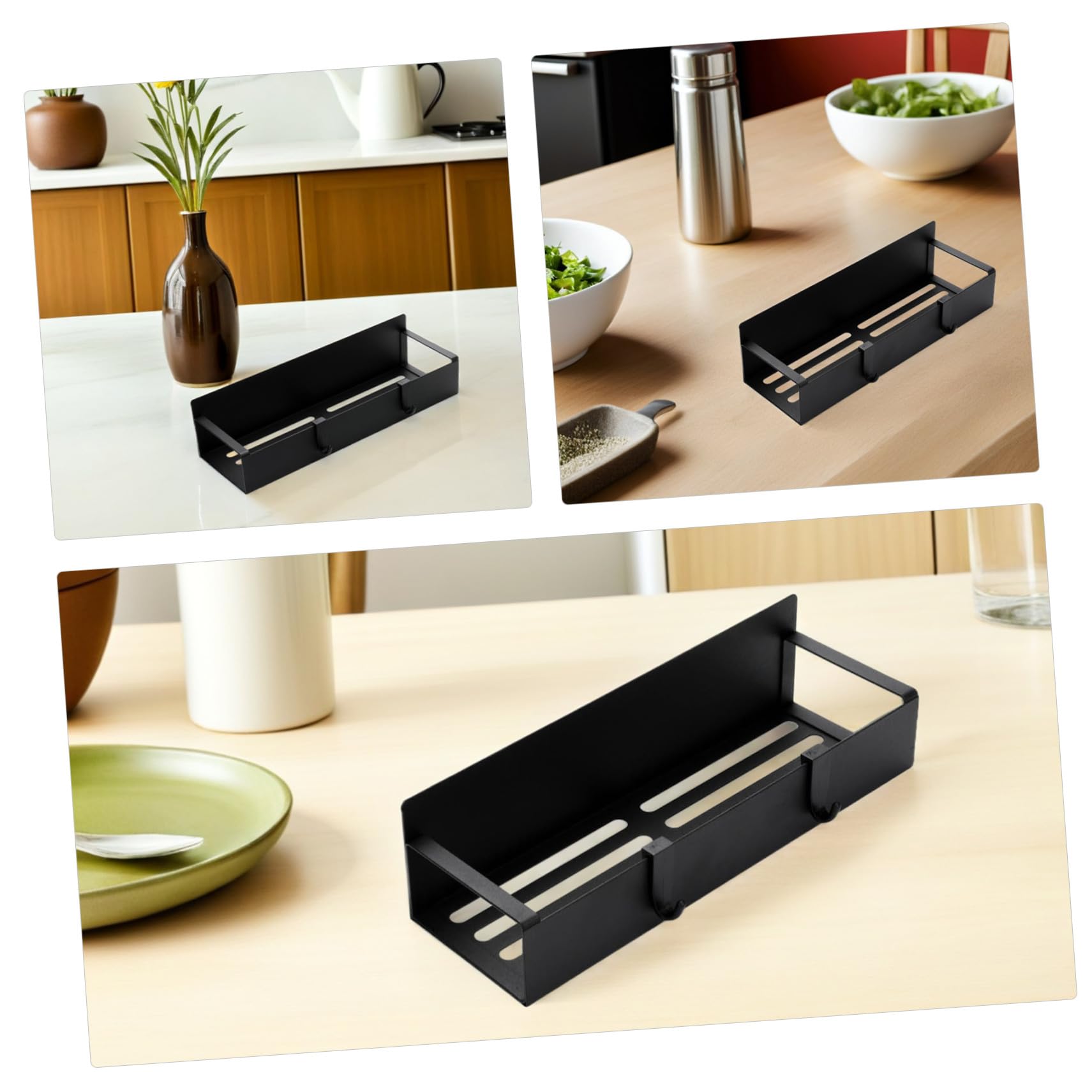 MAGICLULU 2 Stück-pack Magnetische Kühlschrankablagen aus Kohlenstoffstahl Kühlschrankmagnetregale für Gewürze Magnetischer Seitenorganizer für Küchenaufbewahrung Schwarz