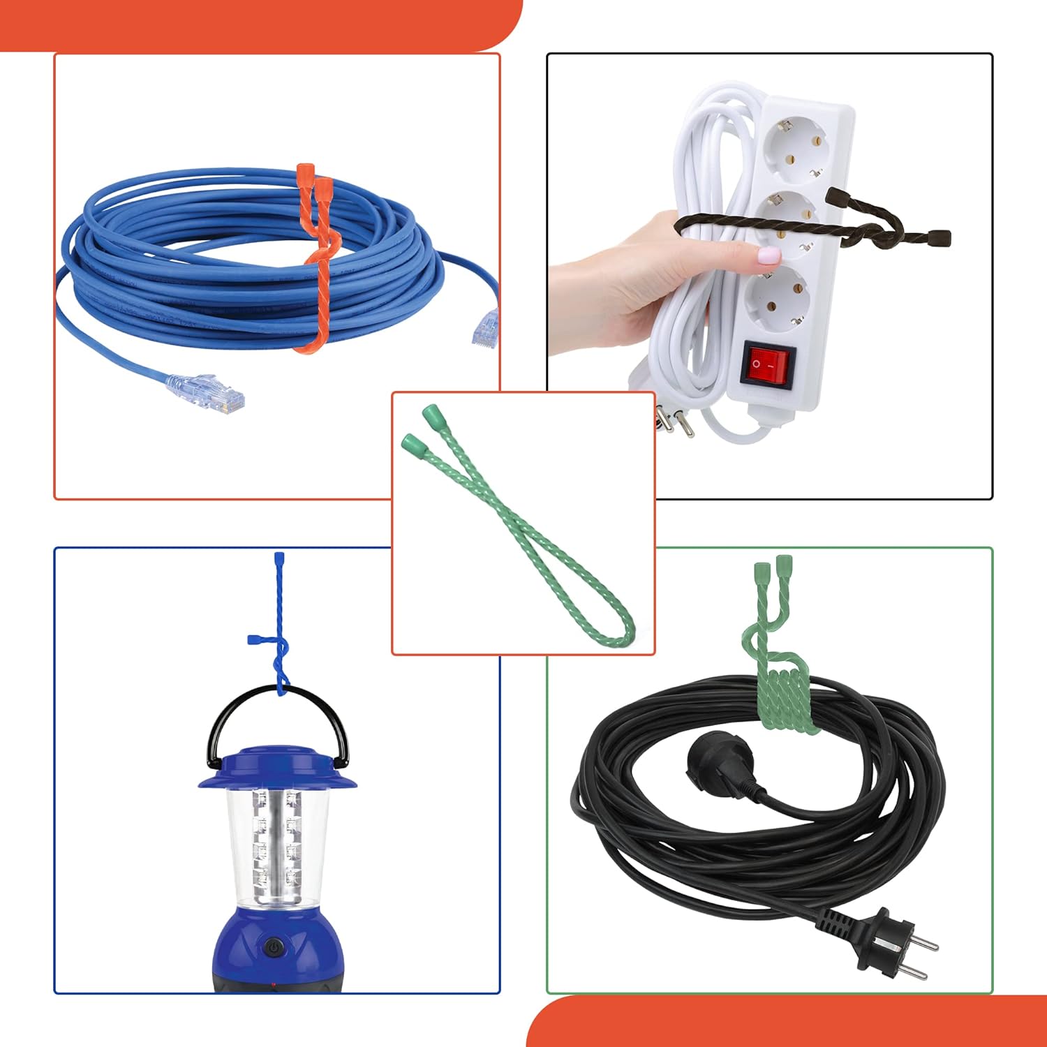 Fortuna Horse 12 Inch Reusable Silicone Cable Ties - Heavy Duty Rubber Twist Ties & Zip Ties - Multicolor - Ideal for Cable Management, Cord Organizer & Securing Cords