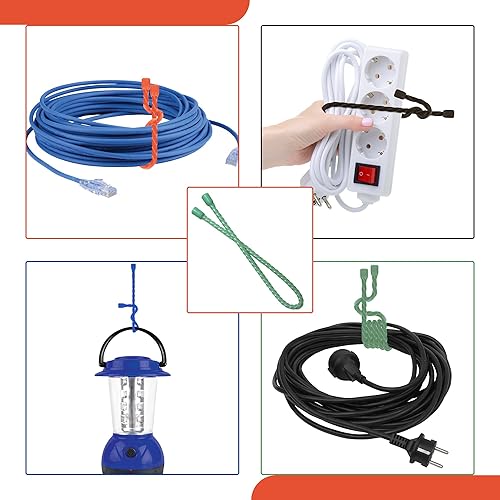Miniatura 10 de Twist Ties Asst Paquete múltiple de 12 piezas de bridas de silicona reutilizables. Contiene bridas de goma resistentes de 12, 6 y 4 pulgadas y lazos