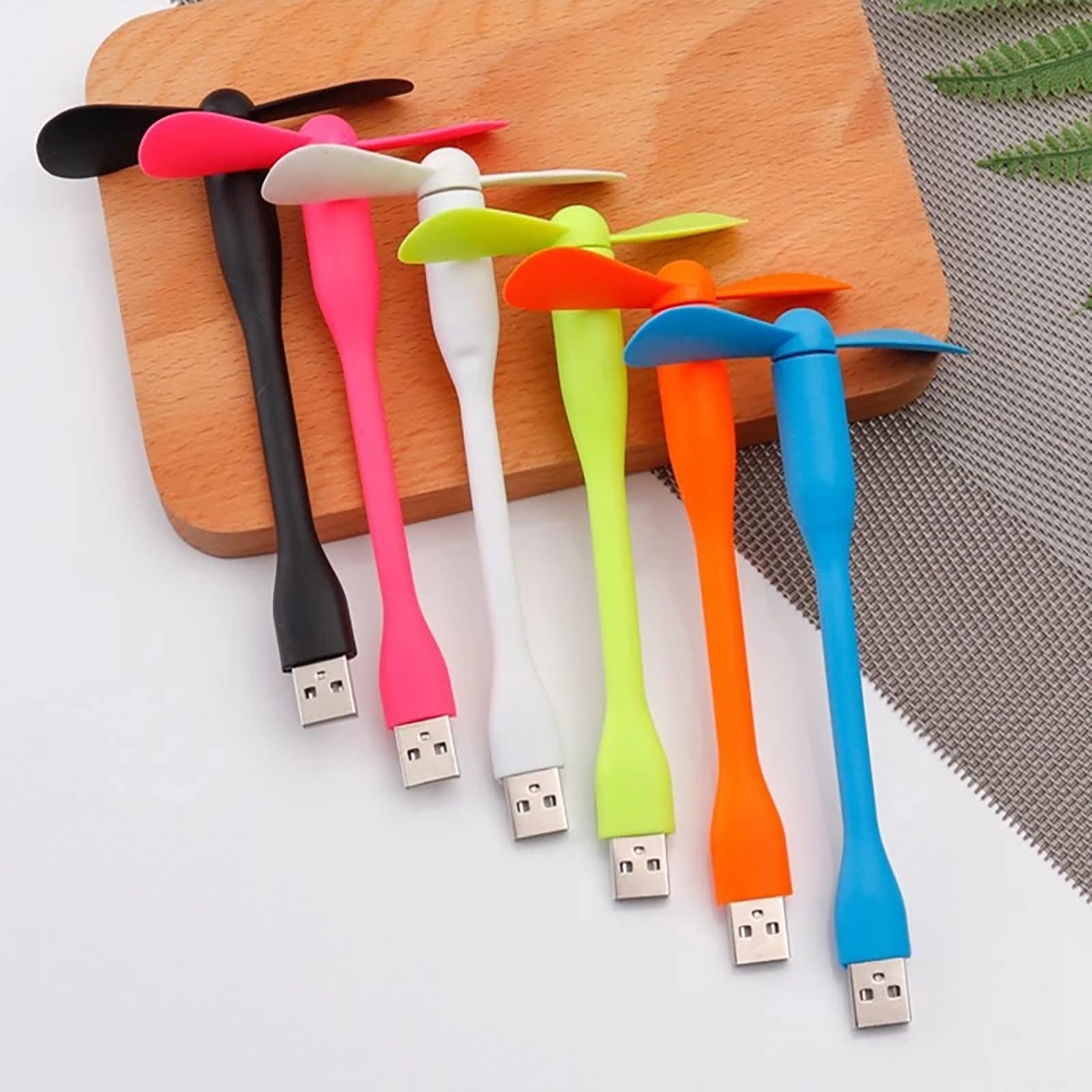 Sokelinn-six Ventilador flexible USB, mini ventiladores de refrigeración portátiles alimentados por USB para banco de energía, portátil, PC, cargador de CA, paquete de 2 (naranja)