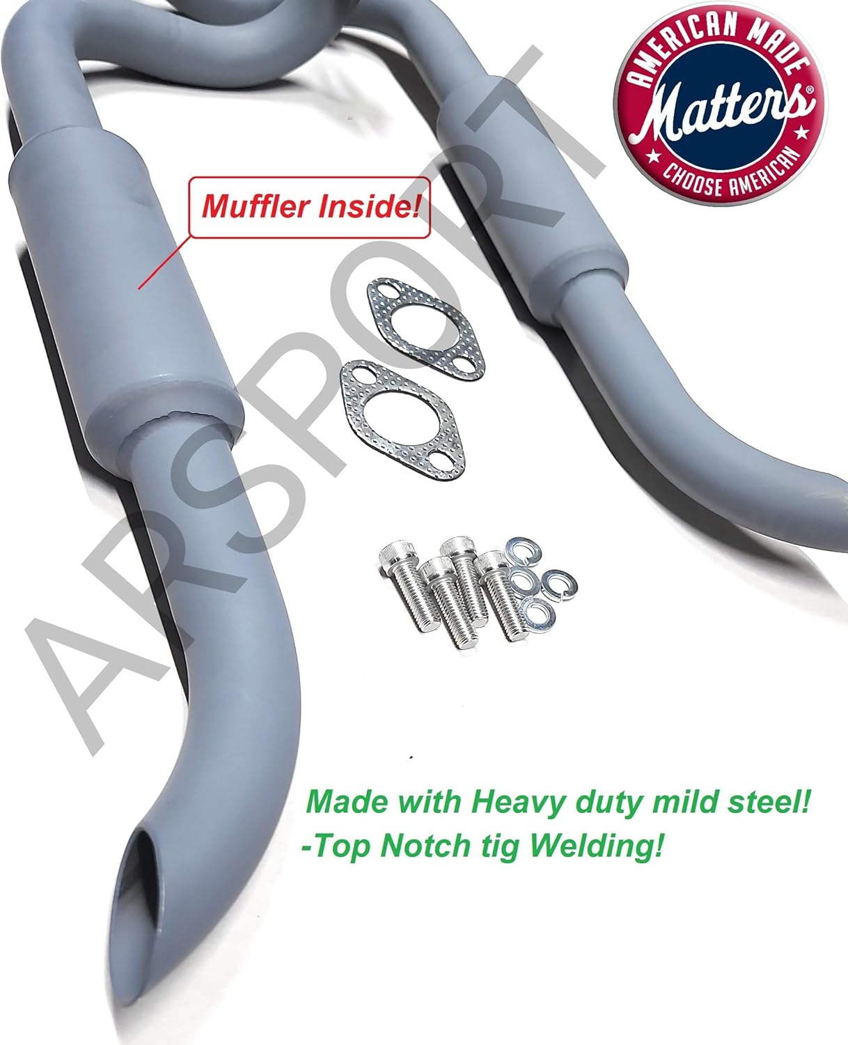 ARSPORT Two Exhaust pipes mufflers For Predator 670cc V-Twin, solid piece along with the muffler, compatible with small tractors