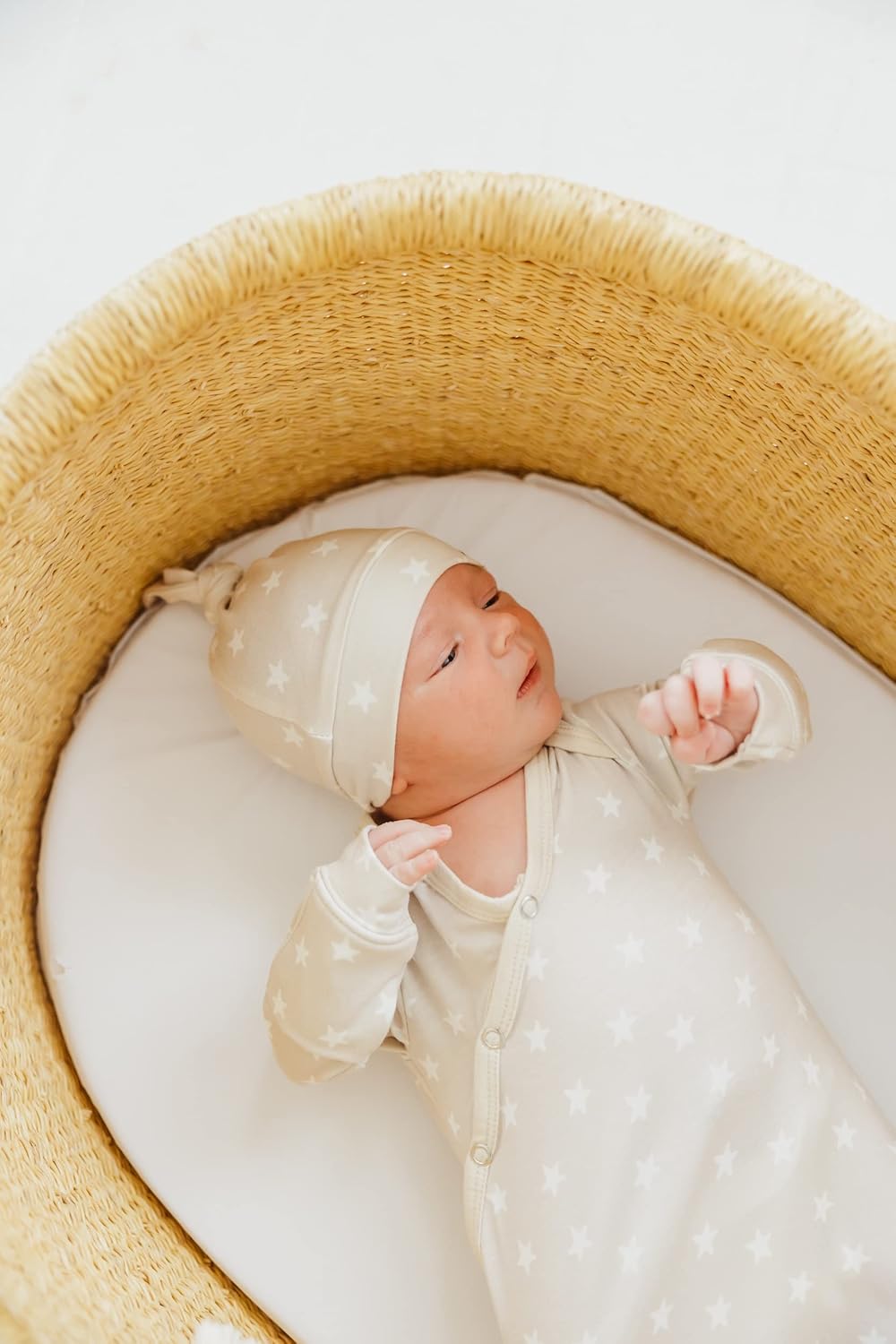 Copper Pearl Baby Gown - Knotted Newborn Sleepers for Baby Boy and Girl, Soft Stretchy Long Sleeve Infant Gowns with Bottom Tie and Hand Mittens, Perfect Hospital Coming Home Outfit (Twinkle)