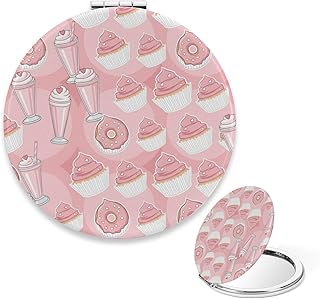 Compact Mirror for Purse, Cute Pink Dessert M...
