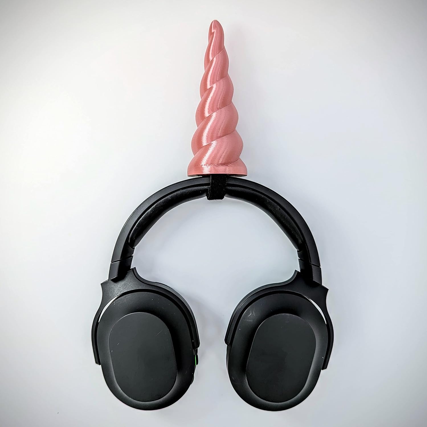 BeamTeam3D Unicorn Horn Headphone Attachment - Headset Ears with Self Fastener - Small or Large Unicorn Horn for Headphones for Gamers and Streamers (Large, Rose Gold)