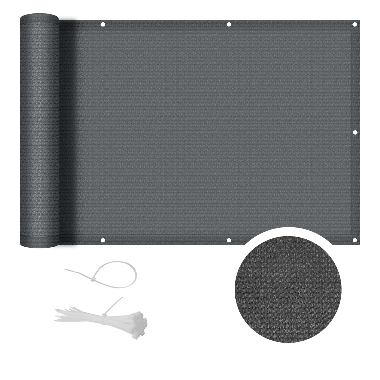 Brise Vue Balcon 90x300cm HDPE Protection UV Résistant pour Exterieur Terrasse Jardin Anthracite