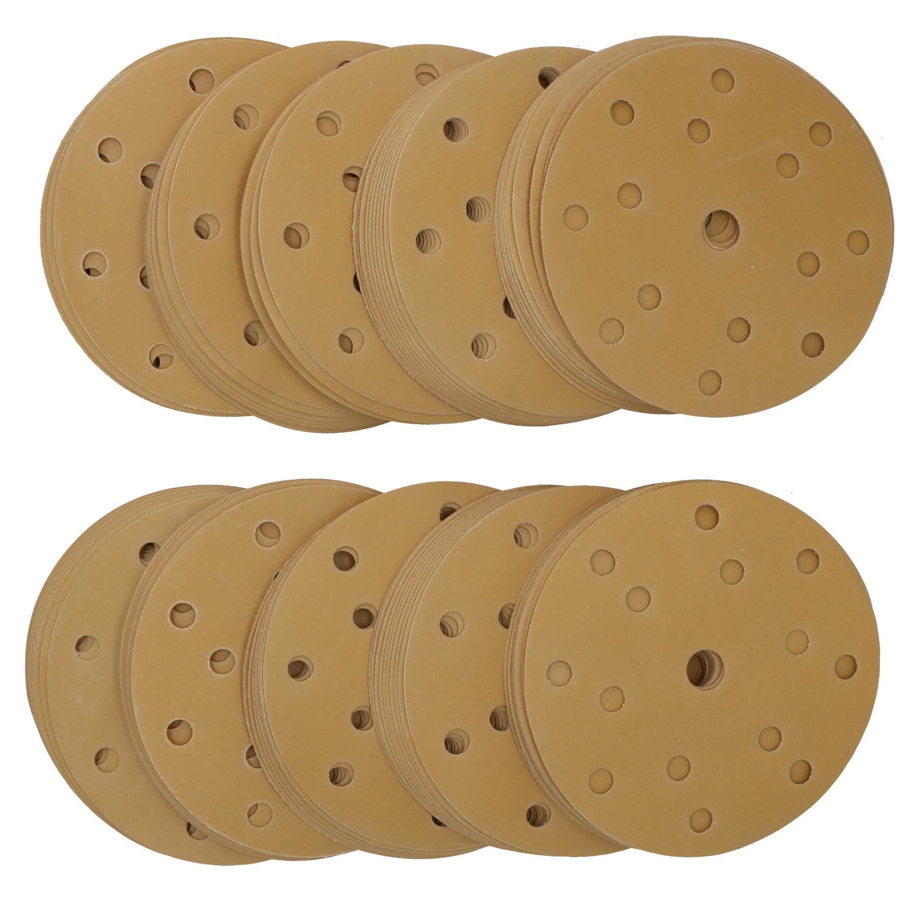 150mm Sanding Discs Aluminium Oxide Abrasive 500 Grit 15 Hole Hook + Loop 100pc