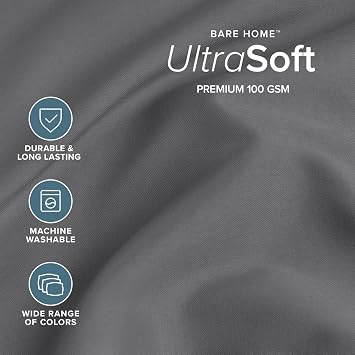 Bare Home Queen Sheet Set - 1800 Ultra-Soft (Queen, Grey) | Deep Pockets 6 to 15 Inches, Breathable, Hypoallergenic, Hotel Luxury, Easy Fit, Soft, All-Season