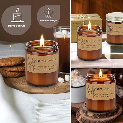 Miniatura 2 de Velas aromáticas para el hogar, paquete de 4 velas de 28 onzas, regalos para mujeres, velas grandes con aroma de soja, lavanda fresca rosa fresca,