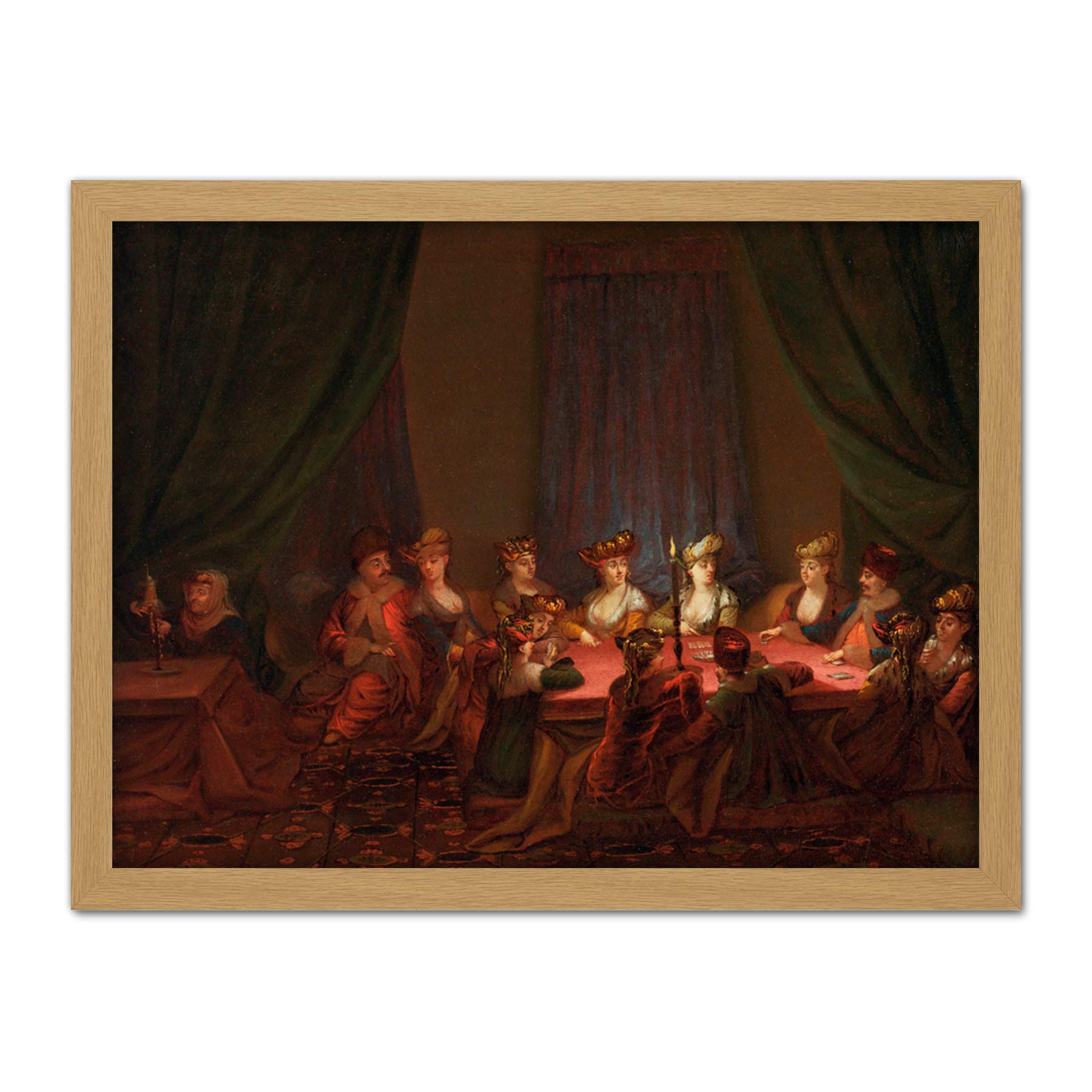 Artery8 Vanmour Party Of Armenians Playing Cards Painting Artwork Framed Wall Art Print 18X24 Inch