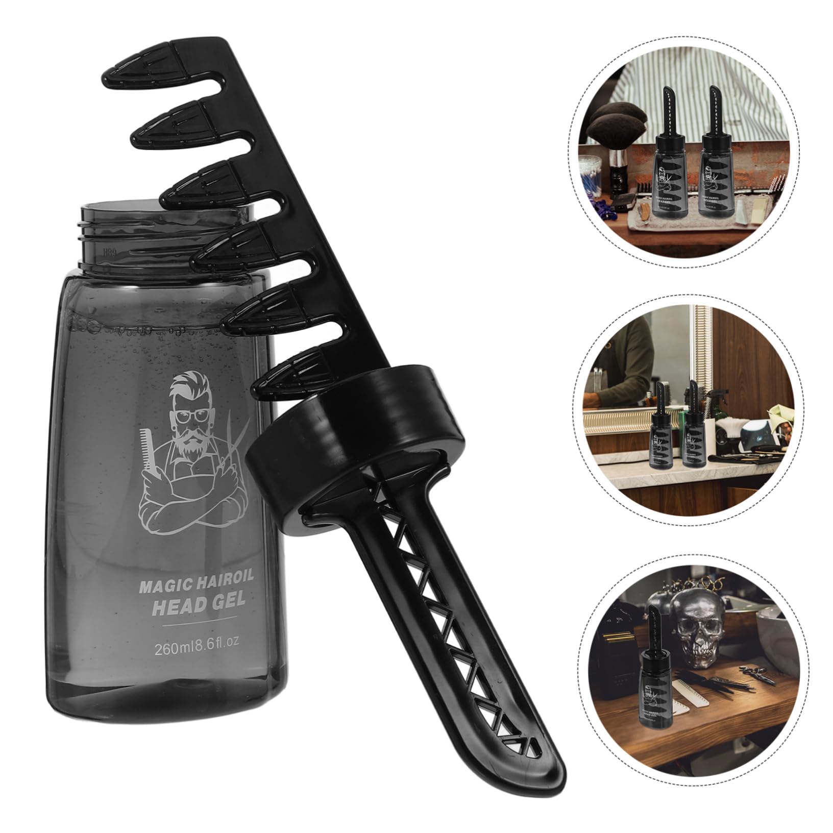 BESTYASH 3 Stück-pack Haargel für Männer 260ml Leichtes Styling Gel aus Kunststoff mit Applikatorflasche und Kamm für Barber und Leicht Kämmbares Haar