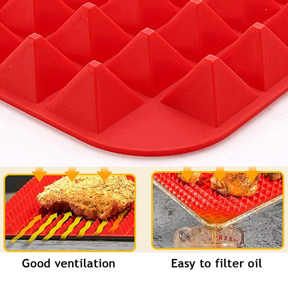 Pyramid Pan Baking Mats 2pcs Heat Resistant Baking Cooking Mat, Reusable Diamond Chef Silicone Mat, for Oven Grilling BBQ