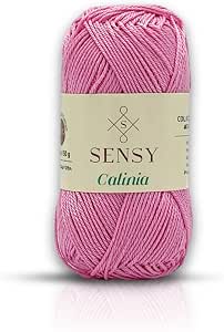Sensy Calinia 100% Mercerized Giza Cotton Yarn – 10 Skeins, 134 Yards Each, Gauge 2 Fine (Blue)