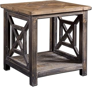 23977-BB Denver 21.63 X 19.75 inch Brushed Black Reclaimed Fir Wood End Table