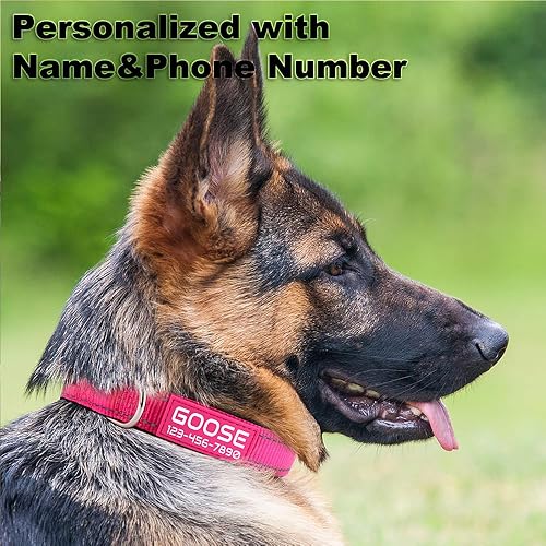 Miniatura 2 de Collares personalizados para perros con nombre de mascota y número de teléfono, collar de nailon reflectante acolchado de neopreno suave, 4 tamaños
