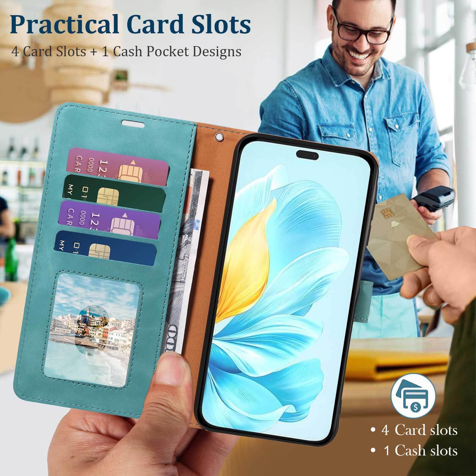 GOTOURED for Honor 200 Lite Phone Case Wallet, RFID Blocking 4 Card Slots, Wrist Strap, Kickstand, Magnetic Closure - Image 2
