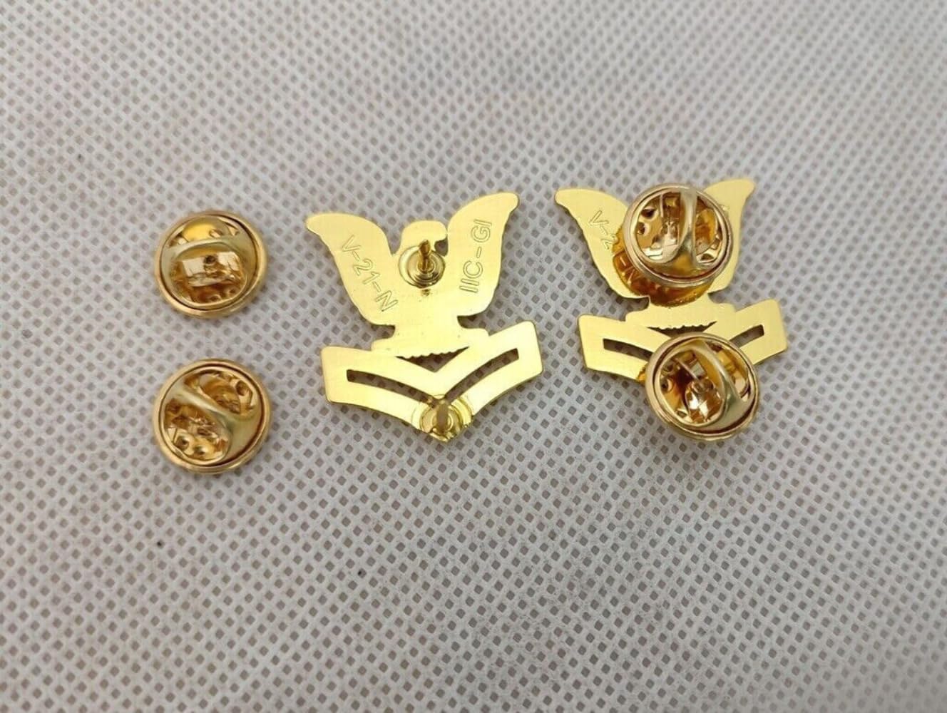 Reproduction 2ND CLASS PETTY OFFICER COLLAR HAT LAPEL PIN PAIR US NAVY GOLDEN