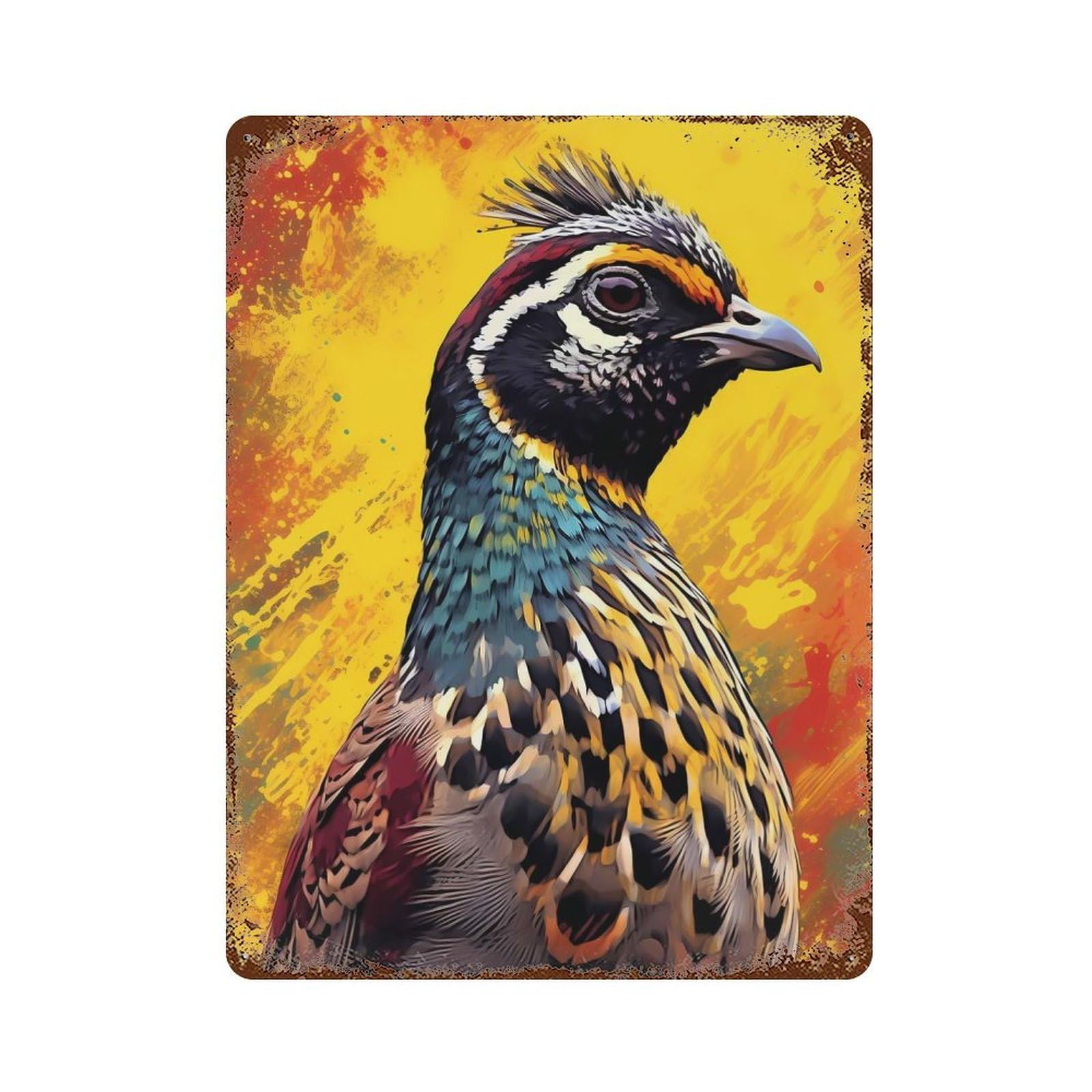 Quail Colorful Decorative Tin Sign 15.7"x11.8", for Bistro, Counter And Cafe Decor, Retro Wall Decor