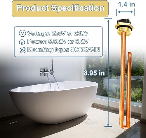 Miniatura 4 de HE 55220 Elemento calentador de agua, para Ecosmart ECO POU 6, ECO 8, ECO 11, Rheem, Eemax, Richmond calentadores de agua eléctricos sin tanque,