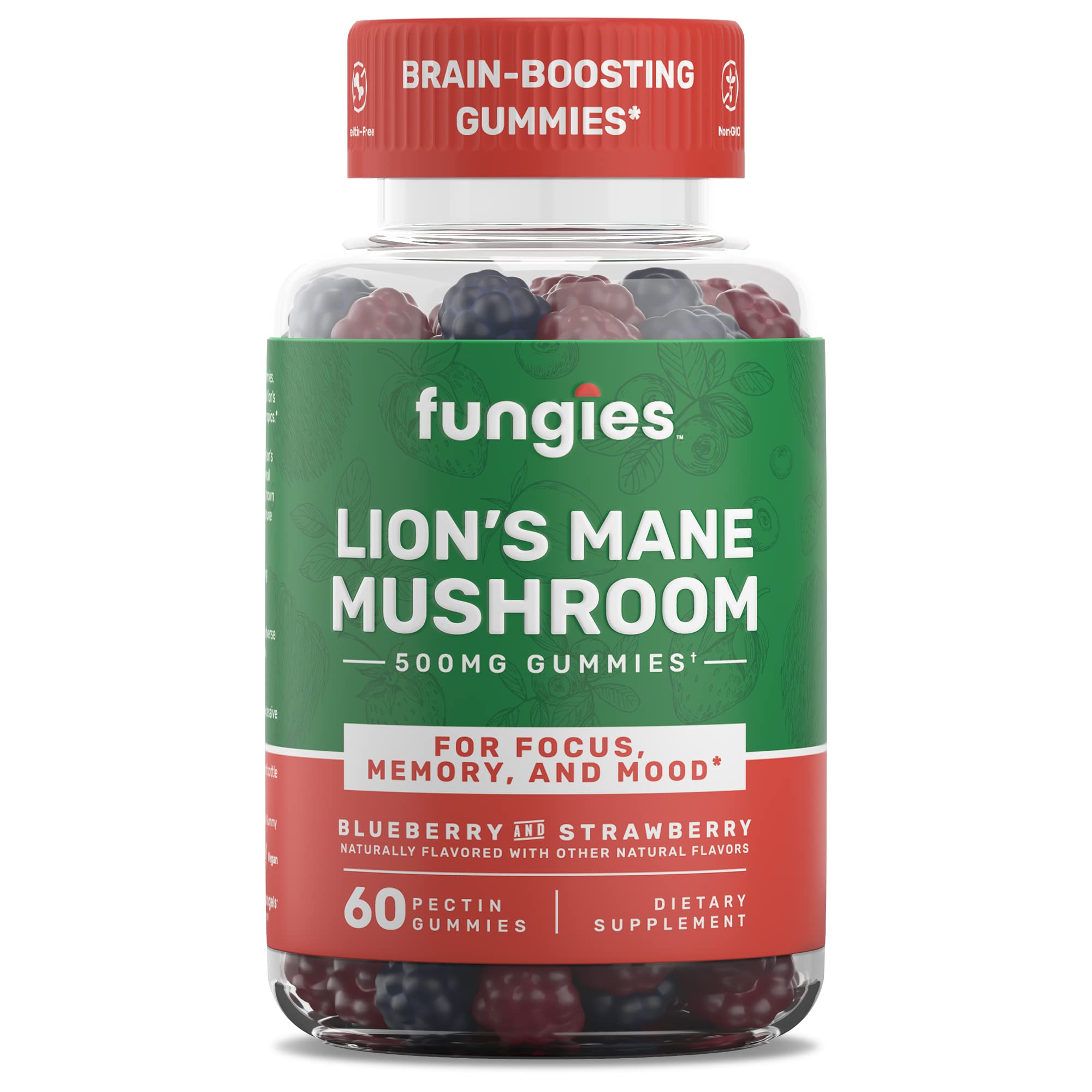 Lion's Mane Mushroom Gummies by Fungies - Brain Boosting Gummies w/ 500mg Lion's Mane – Promotes Focus, Memory, and Mood -...