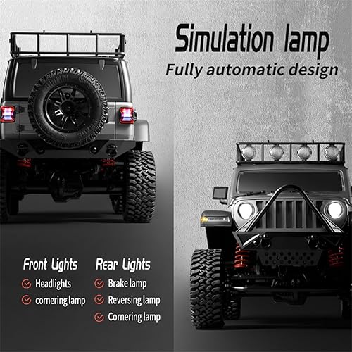 Miniatura 6 de GoolRC 112 escala 4 ruedas coche de control remoto, camión todoterreno con luces, 2.4G control remoto oruga