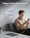 45W USB C Super Fast Charger for iPhone 17/16 Pro Max Charger Fast Charging | Dual Port,GaN Type C Power Adapter Brick Cube, with 10FT Long USB-C Cable Cord, for iPhone 17/16/15/Pro/Plus/iPad Accessories