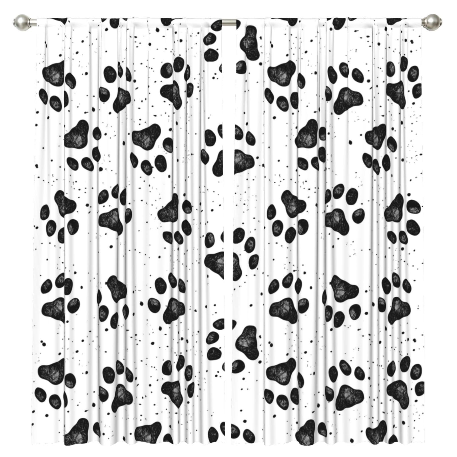 InOmak Dog Paw Pattern, 2 Panels Window Curtains 52 x 84 Inch Blackout Curtains for Living Room Bedroom