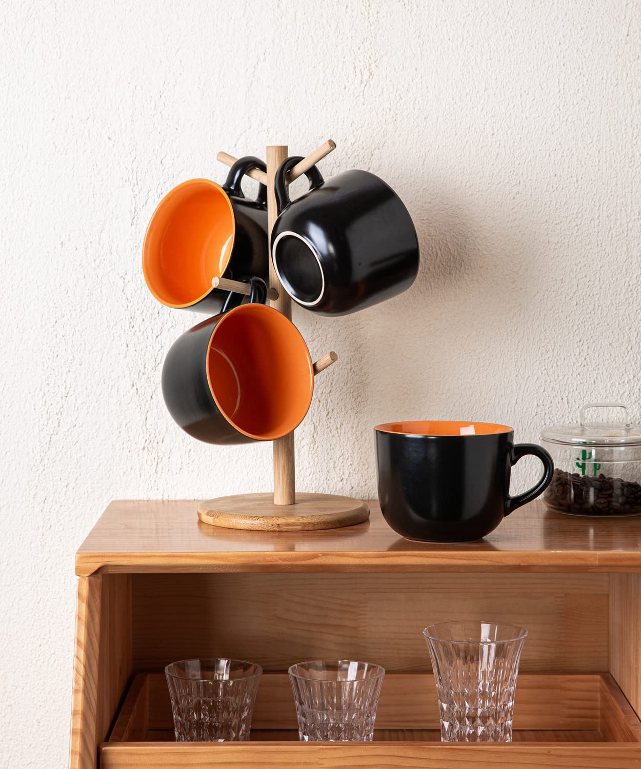 AmorArc 680 ml Suppentassen mit Griffen, Jumbo-Keramikschalen-Set mit Griffen für Kaffee, Müsli, Cappuccino, Snacks, mikrowellen- und spülmaschinenfest, Suppentassen für Mahlzeiten, Orange