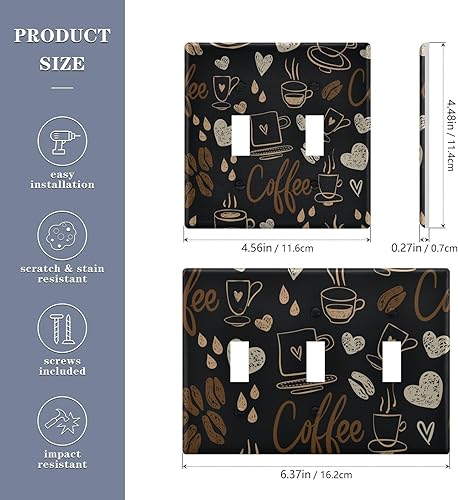 Miniatura 2 de Placa de interruptor de luz de corazón para taza de café, cubierta de doble tomacorriente, placa de pared para el hogar, baño, dormitorio,