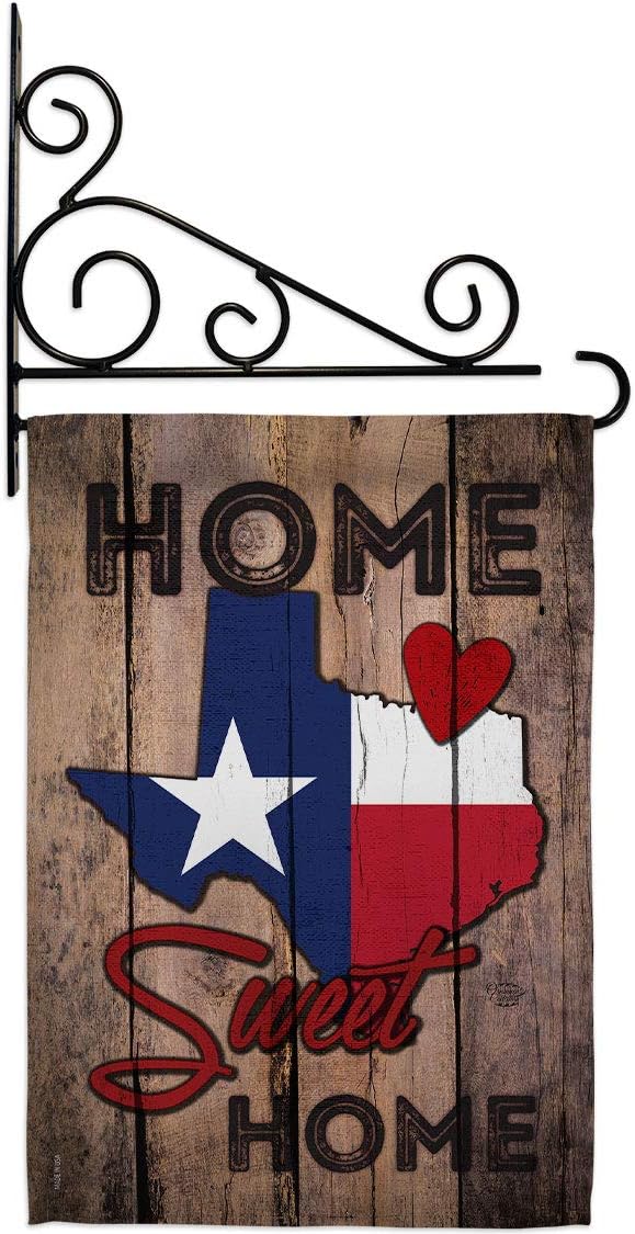 State Texas Home Sweet Garden Flag Set with Stand Americana States USA American Territories Republic Country Particular Area Small Decorative Gift Yard House Banner Made In 13 X 18.5