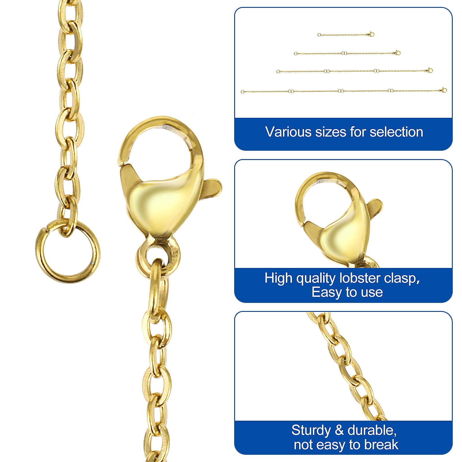 Cabilock 6 Pièces Chaîne Rallonge Noire Acier Inoxydable Avec