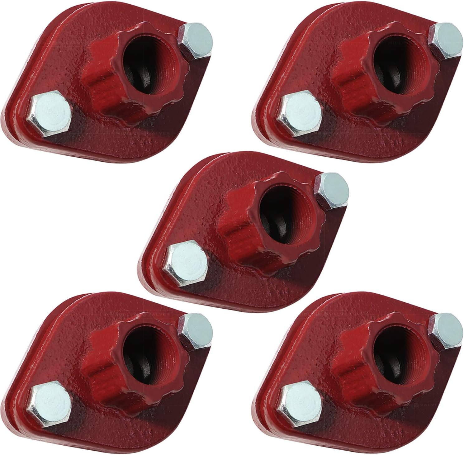 Midline Valve S1426S-5 Red Circulator Flange with Nuts and Bolts for Grundfos Pumps High Grip Ductile Iron 1 in. FIP (5 Pack)