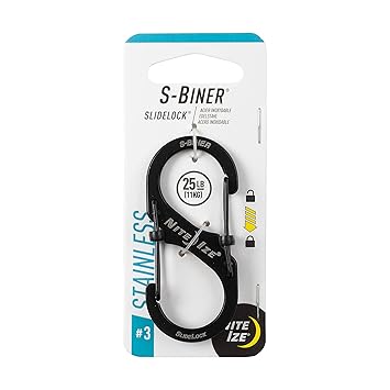 Nite Ize LSB3-01-R6 LSB4-11-R3 S-Biner Slide Lock Carabiner, Black, 3