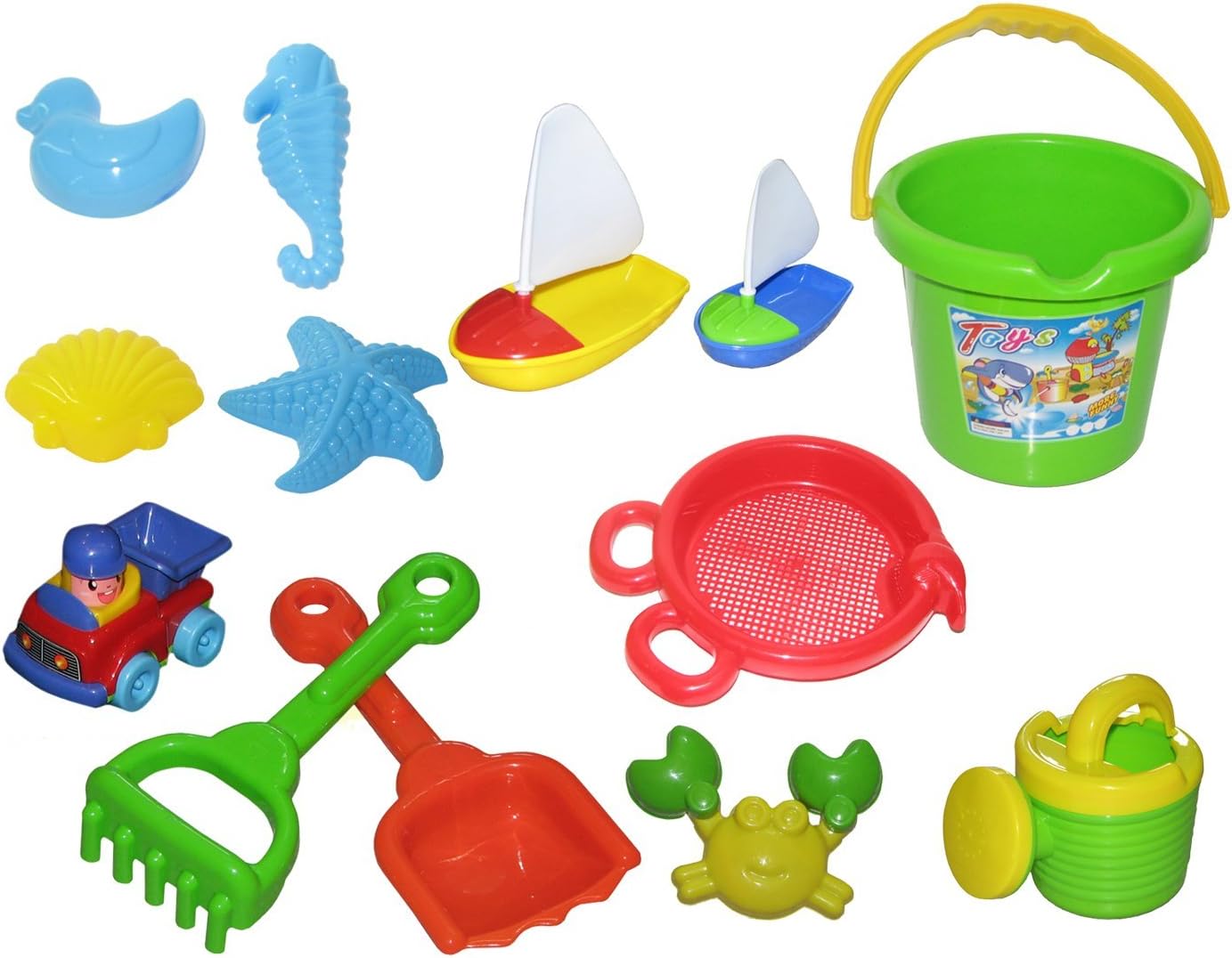 Bana Toys Beach Set Bucket with Access Deluxe (12 Pieces) Amazon.co
