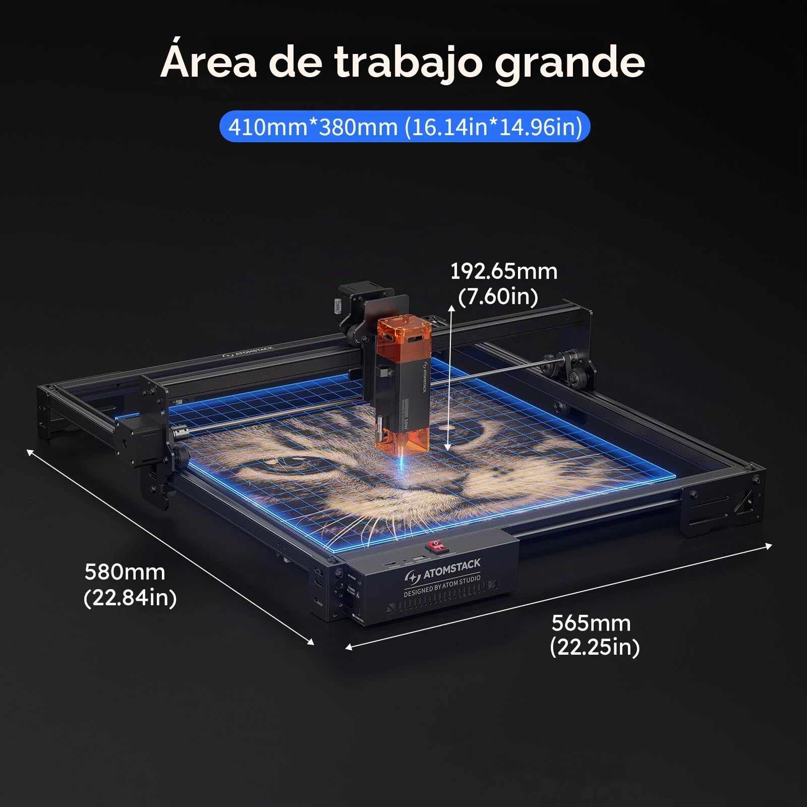 ATOMSTACK A10 PRO V2 Máquina de grabado láser 12W, cortadora láser para madera con punta de 0,06 mm, grabador láser de alta precisión para madera, metal y vidrio acrílico oscuro
