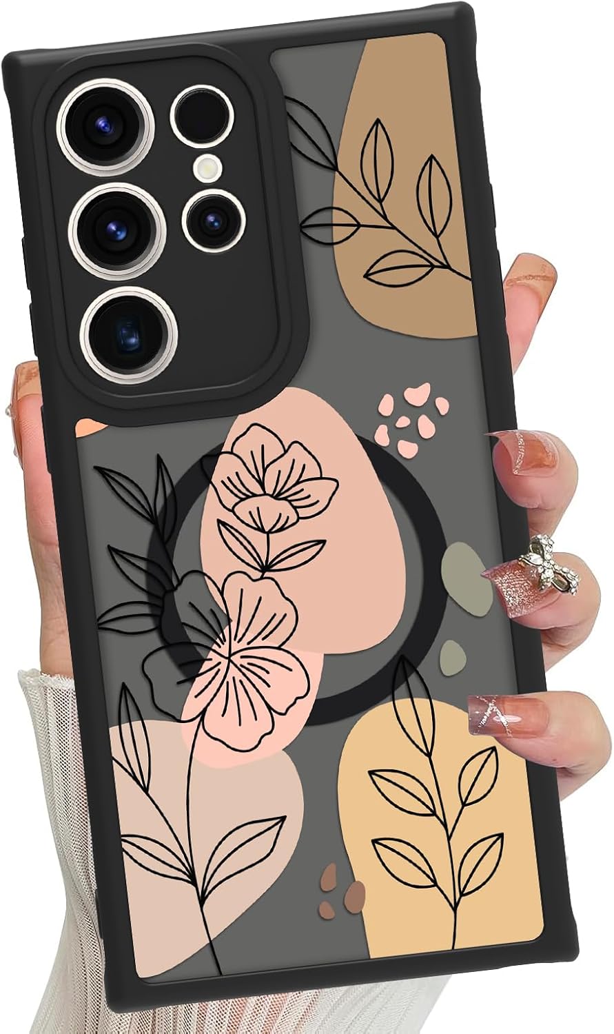 Magnetic for Samsung Galaxy S23 Ultra Case Compatible with Magsafe, Cute Floral Flowers Phone Case for Women Men, Translucent Matte Shockproof Cover (Morandi Flowers) Samsung Galaxy S23 Ultra Morandi Flower